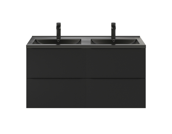 Meuble sous vasque double à suspendre noir mat "Idalie" L. 120 x H. 60 x P. 45 cm - Cooke and Lewis - Brico Dépôt