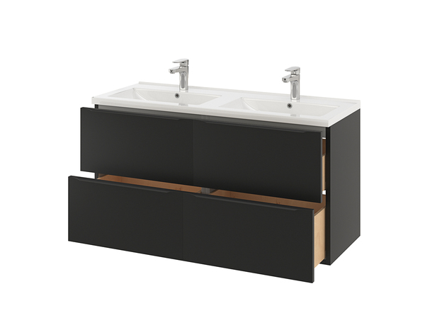 Meuble sous vasque double à suspendre noir mat "Idalie" L. 120 x H. 60 x P. 45 cm - Cooke and Lewis - Brico Dépôt