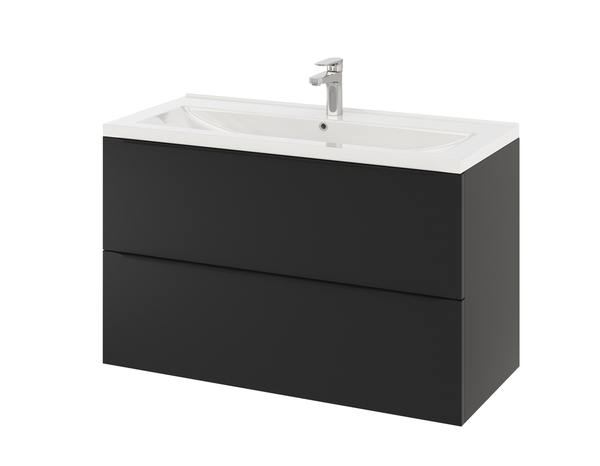 Meuble sous vasque à suspendre noir mat "Idalie" L. 100 x H. 60 x P. 45 cm - Cooke and Lewis - Brico Dépôt