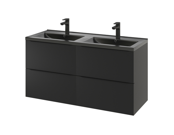 Meuble sous vasque double à suspendre noir mat "Idalie" L. 120 x H. 60 x P. 45 cm - Cooke and Lewis - Brico Dépôt