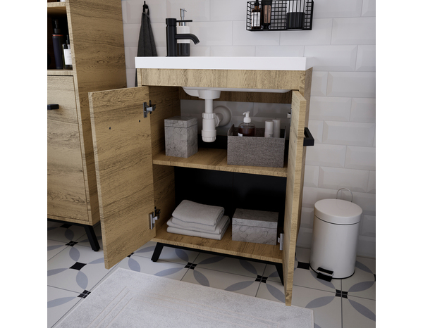 Meuble sous vasque bois "Ladoga"  L. 60 x  H. 81 x P. 36 cm - Cooke and Lewis - Brico Dépôt