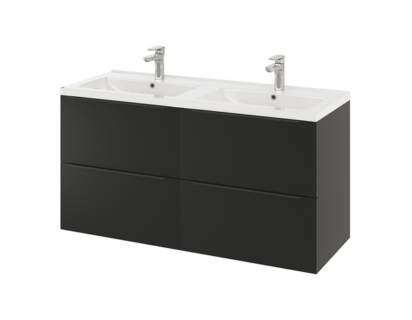 Meuble sous vasque double à suspendre noir mat "Idalie" L. 120 x H. 60 x P. 45 cm - Cooke and Lewis - Brico Dépôt