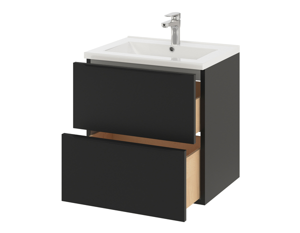 Meuble sous vasque à suspendre noir mat "Idalie"  L. 60 x H. 60 x P. 45 cm - Cooke and Lewis - Brico Dépôt