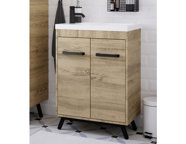 Meuble sous vasque bois "Ladoga"  L. 60 x  H. 81 x P. 36 cm - Cooke and Lewis - Brico Dépôt