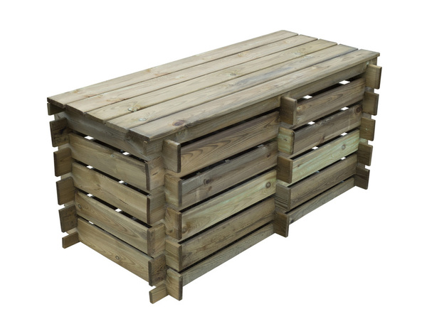 Composteur double en pin 390 L - L. 116 x l. 58 x H. 55 cm. - Brico Dépôt