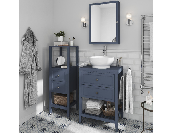 Armoire murale miroir bleu " Perma" L. 50 x H. 70 x P. 15 cm - GoodHome - Brico Dépôt
