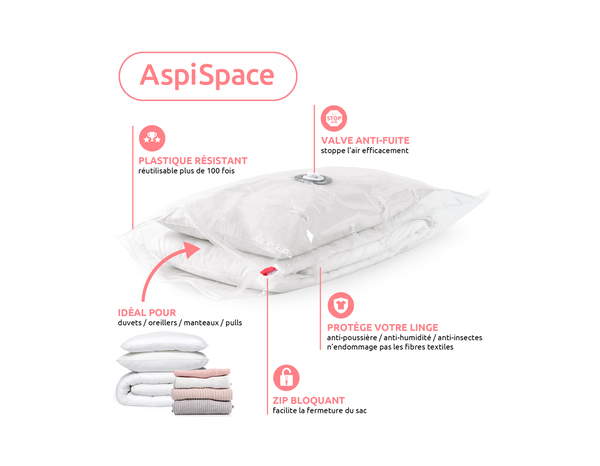 Lot de 2 sacs de rangement sous-vide - 1 M + 1L (55x 90 cm + 80 x 100 cm) - Brico Dépôt