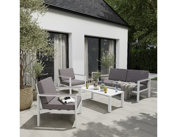 Salon de jardin en aluminium pour 4 personnes "Azalis" - Marque BLOOMA - Brico Dépôt