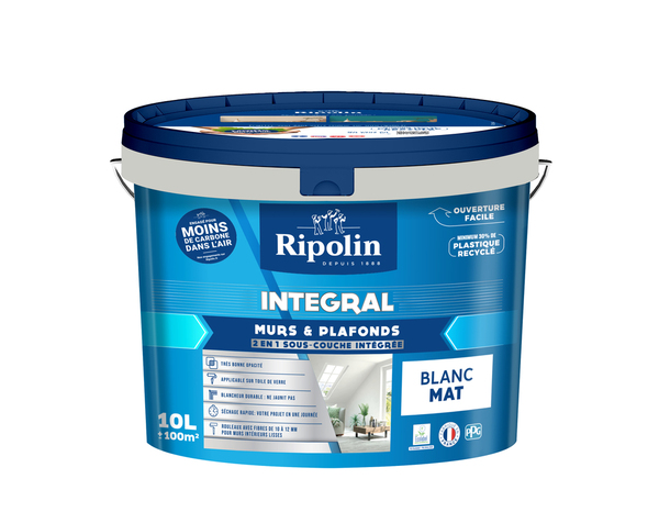 Peinture murs et plafonds intérieur mat 10 L blanc - Ripolin - Brico Dépôt