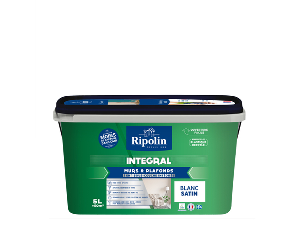 Peinture murs et plafonds intérieur satin 5 L blanc - Ripolin - Brico Dépôt