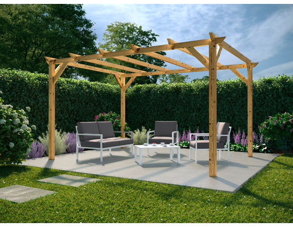 Pergola en bois classe 3 - L. 3 x l. 4 x H. 2,4 m - Brico Dépôt