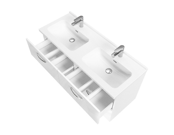 Meuble sous vasque double à suspendre blanc "Aruna" L. 120 x H. 55 x P.45 cm - Brico Dépôt