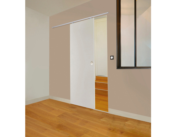 Kit porte coulissante + système coulissant 204x83 cm porte alvéolaire pré-peinte - Brico Dépôt