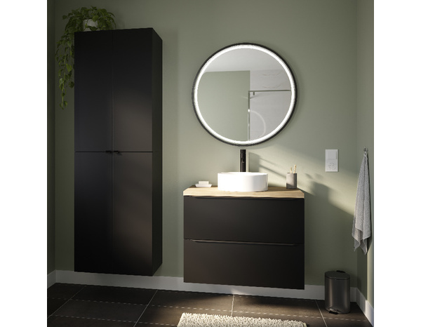 Meuble sous vasque à suspendre noir mat "Idalie"  L. 80 x H. 60 x P. 45 cm - Cooke and Lewis - Brico Dépôt