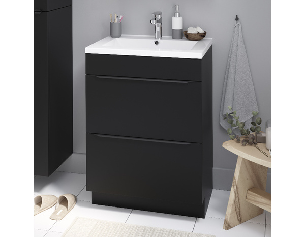 Meuble sous vasque à poser noir mat "Idalie" L. 60 x H. 82 x P. 45 cm - Cooke and Lewis - Brico Dépôt