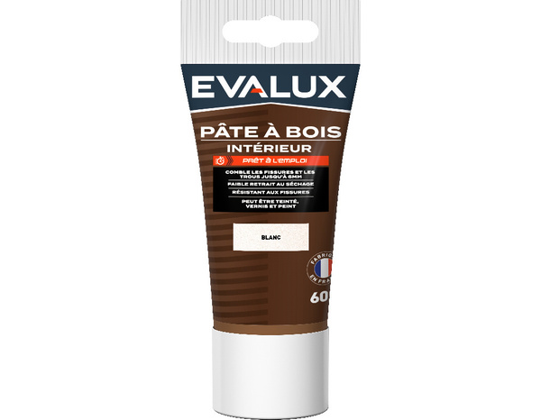 Pâte à bois blanc 60g à usage intérieur - Prêt à l'emploi - Evalux - Brico Dépôt