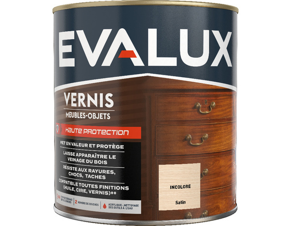 Vernis meuble incolore - 1 L satin - Evalux - Brico Dépôt