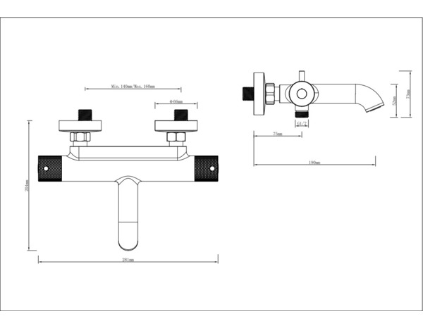 Mitigeur bain/douche thermostatique noir "Livie" - Cooke and Lewis - Brico Dépôt