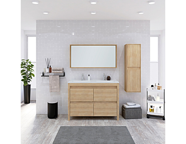 Ensemble de salle de bains meuble 4 tiroirs + vasque + miroir EVASION - L. 120 cm - Brico Dépôt