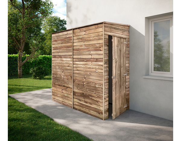 Abri de stockage adossé en pin - L. 217 x P. 105 x H. 217 cm - Brico Dépôt