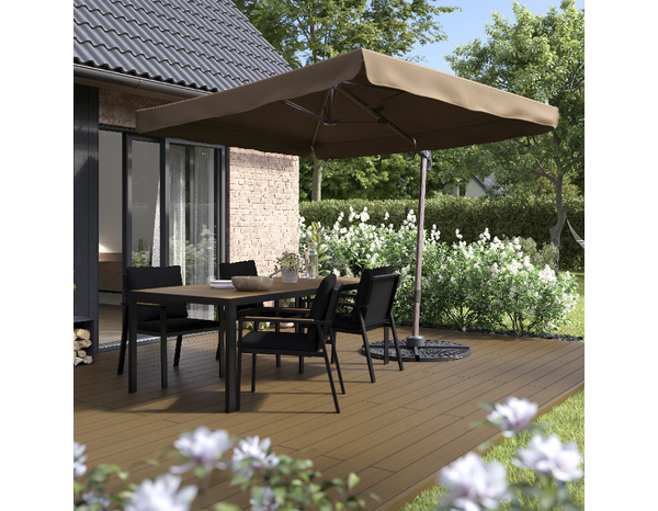 Parasol déporté marron "Asara" L. 200 x l.300 cm - Marque BLOOMA - Brico Dépôt