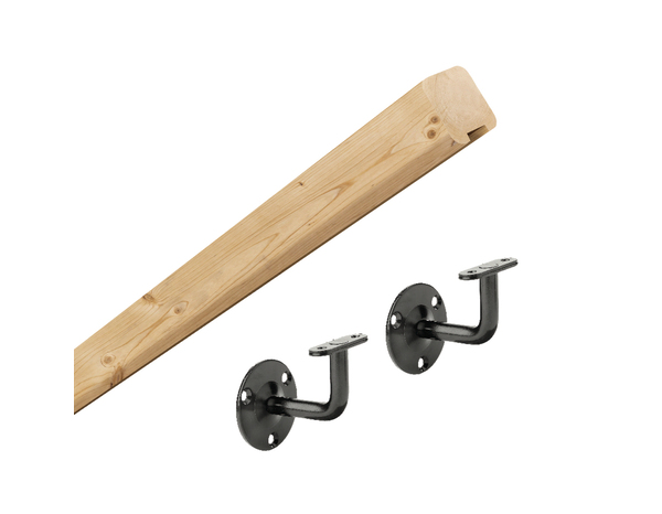 Kit main courante en sapin + 2 supports noirs - GEOM - Brico Dépôt