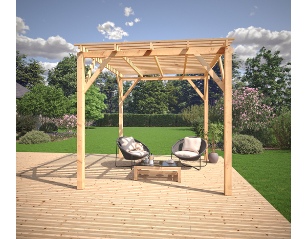Pergola brise soleil en épicéa - L. 280 x l. 260 x H. 252 cm. - Brico Dépôt