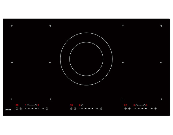 Plaque induction "Flexispace" noire 5 foyers - L. 90 cm - Brico Dépôt