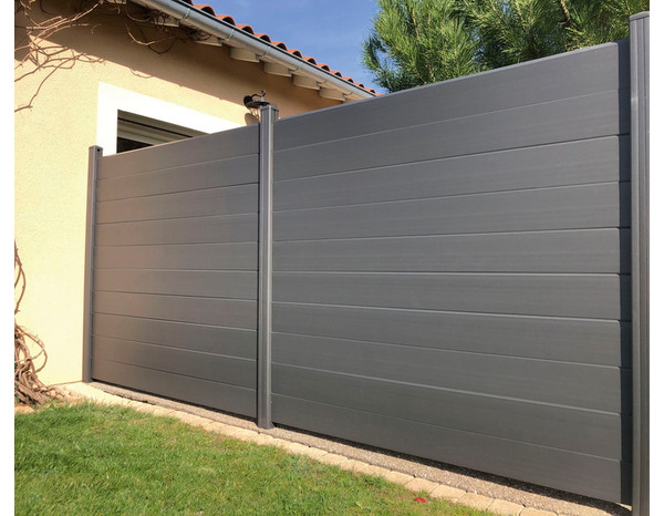 Clôture "P-mex" persienne coloris gris RAL 7022 - 180 x 180 cm - Brico Dépôt