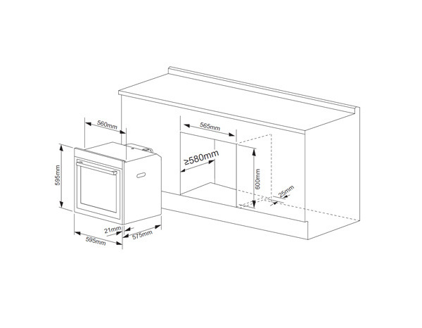 Four multifonction noir à chaleur tournante 3000 W - Cooke and Lewis - Brico Dépôt