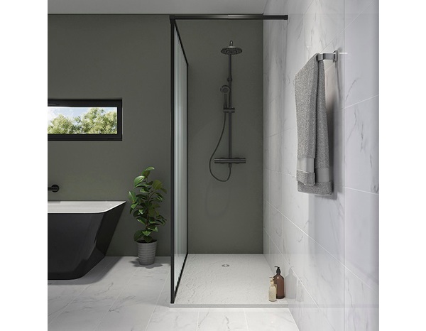 Receveur "Seychelles" aspect ardoise blanc - 80 x 120 cm - Brico Dépôt