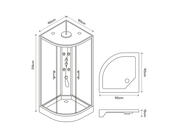 Cabine de douche hydromassante "Onega" 90 x 90 - GoodHome - Brico Dépôt