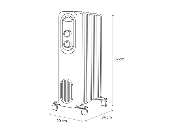 Radiateur à bain d'huile rétro 1500W noir - H. 52cm x l. 20cm - Brico Dépôt