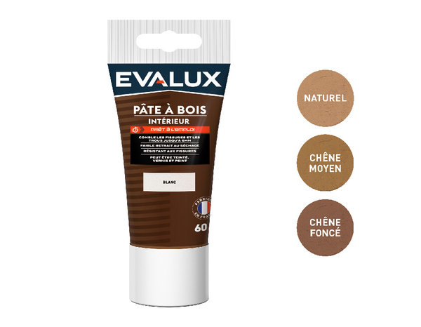 Pâte à bois blanc 60g à usage intérieur - Prêt à l'emploi - Evalux - Brico Dépôt