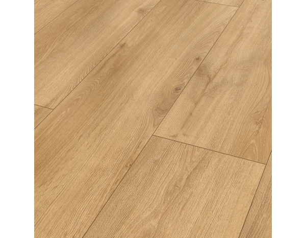 Sol stratifié à clipser aspect mat miel "Mamaia" compatible pièces humides - L. 128,5 x l. 19,2 cm x Ép. 8 mm - Cooke and Lewis - Brico Dépôt