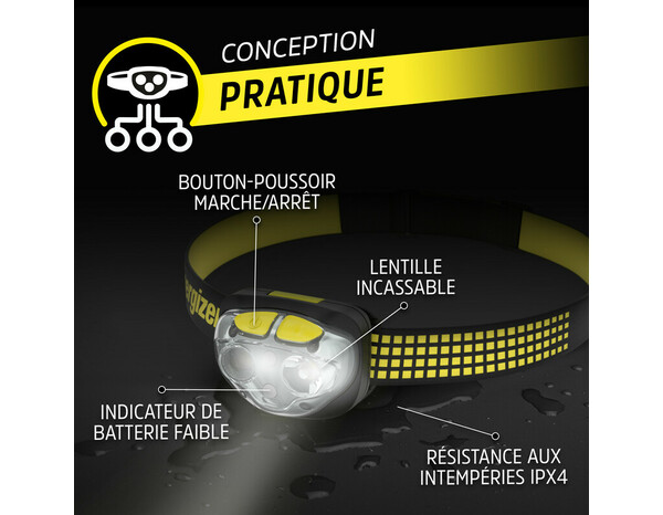 Lampe frontale LED 450 lumens Vision Ultra - Energizer - Brico Dépôt