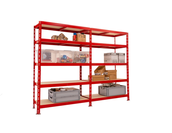 Étagère métal  10 tablettes L. 200 x H. 192 x P. 45 cm rouge - Brico Dépôt