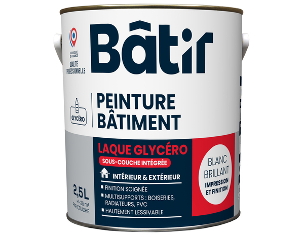 Peinture laque glycero multisupports 2,5 L - Blanc brillant - Brico Dépôt