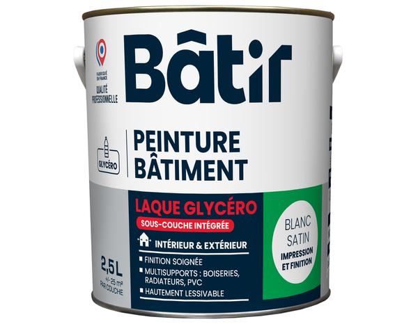 Peinture laque glycero multisupports 2,5 L - Blanc satin - Brico Dépôt