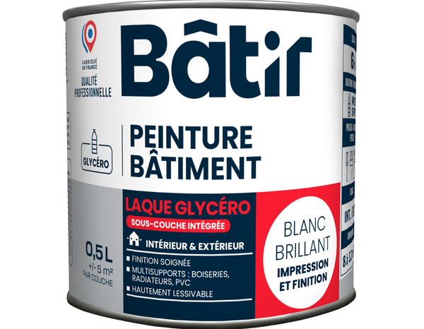 Peinture laque glycero multisupports 0,5 L - Blanc brillant - Brico Dépôt