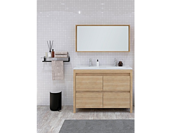 Ensemble de salle de bains meuble 4 tiroirs + vasque + miroir EVASION - L. 120 cm - Brico Dépôt