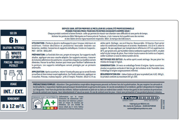 Peinture laque glycero multisupports 0,5 L - Noir Brillant - Brico Dépôt