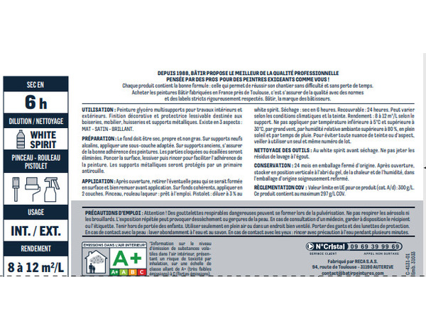 Peinture laque glycero multisupports 0,5 L - Blanc satin - Brico Dépôt