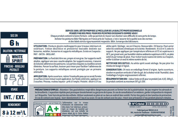 Peinture laque glycero multisupports 0,5 L - Blanc brillant - Brico Dépôt