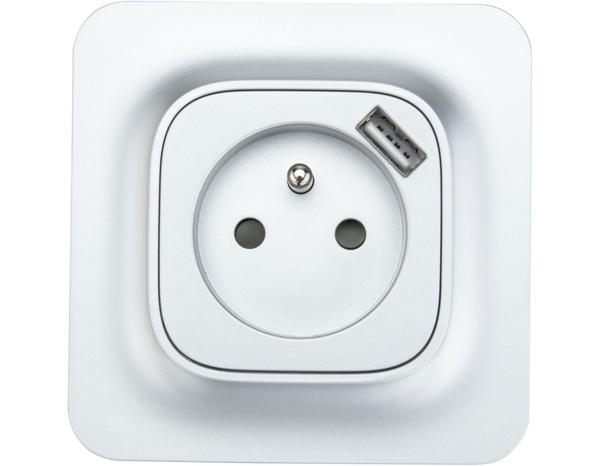 Prise 2P+T chargeur Usb A gris "Mauka" - Brico Dépôt