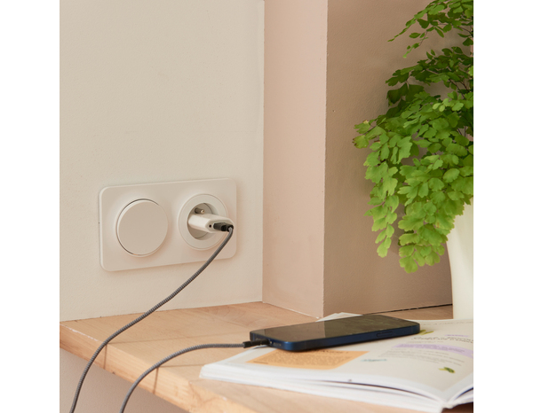 Plaque 2 Postes blanc mat "Zephyr" - Brico Dépôt