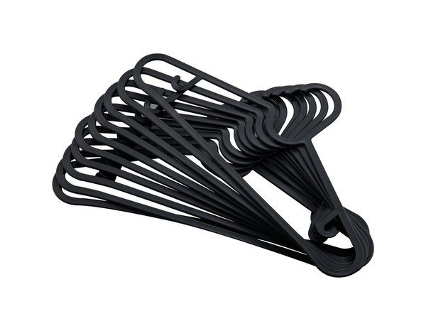 Lot de 10 cintres en plastiques noir - 39 x 18,5 x 0,4 cm. - Brico Dépôt