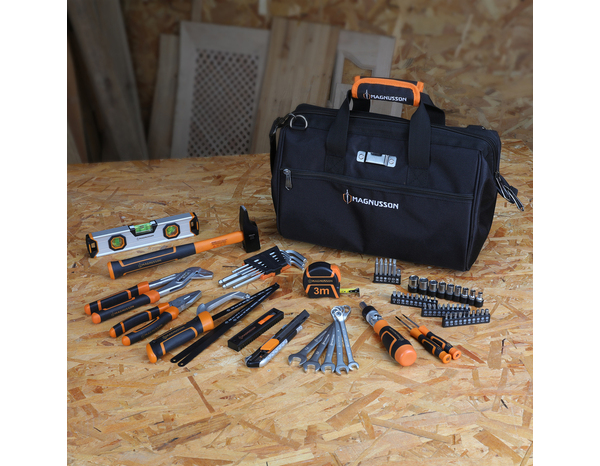 Sac à outils en tissus pour petits travaux - 74 pièces - MAGNUSSON - Brico Dépôt