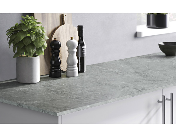 Plan de travail compact réversible marbre blanc et gris L. 3 mètres - Brico Dépôt