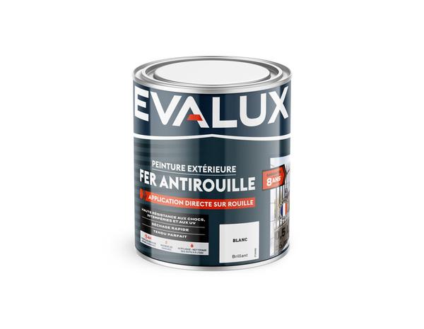 Peinture extérieure fer antirouille 0,5 L blanc brillant - Evalux - Brico Dépôt